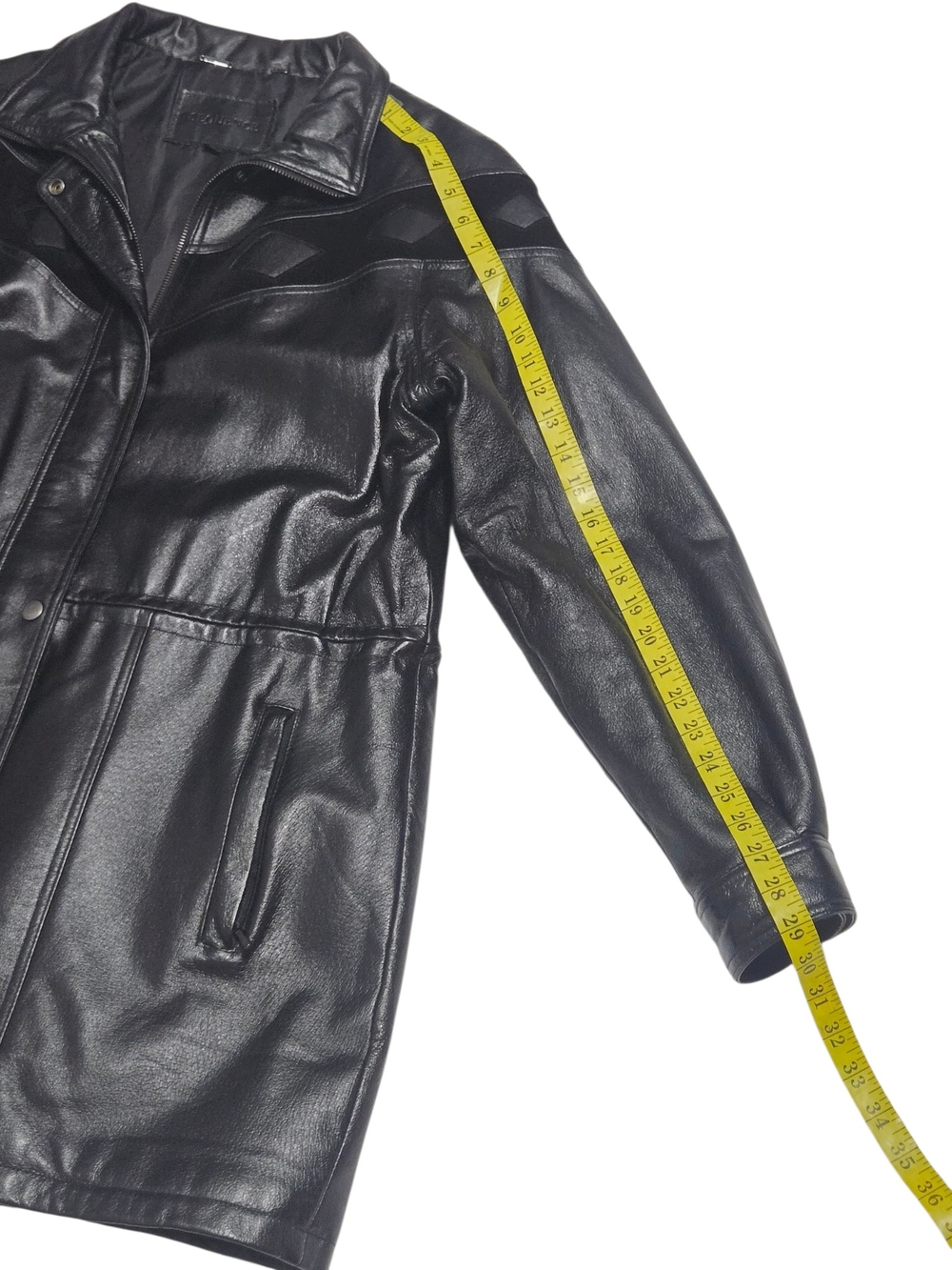 Vintage Sequence Black Genuine Leather & Velvet Western Jacket Women's Size 10 - Picture 7 of 11
